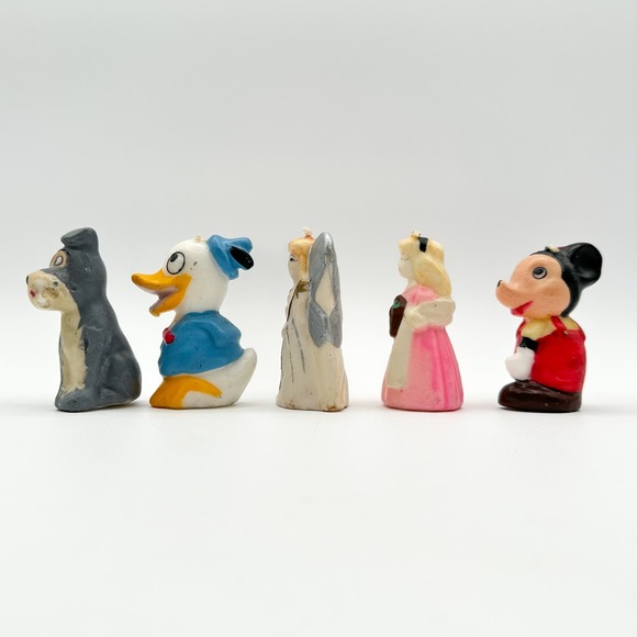 Vintage Disney Candles Set Mickey Donald The Tramp Princess Fairy - Picture 11 of 13